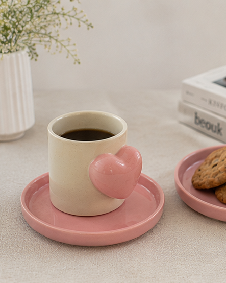 Mug With Saucer | Heart Design
