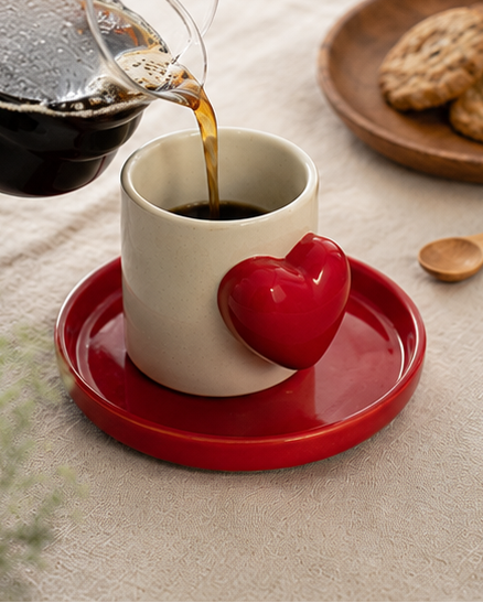 Mug With Saucer | Heart Design