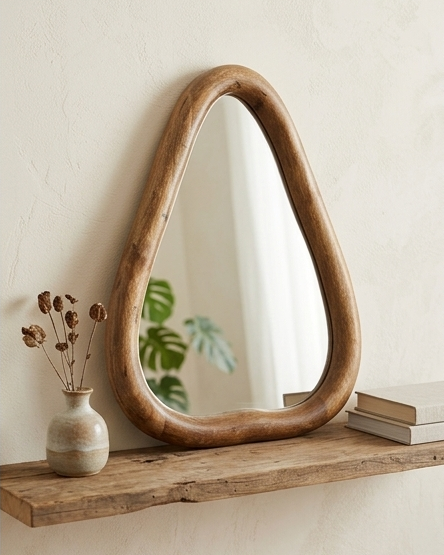 Wooden Frame Boho Mirror