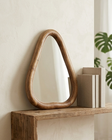 Wooden Frame Boho Mirror