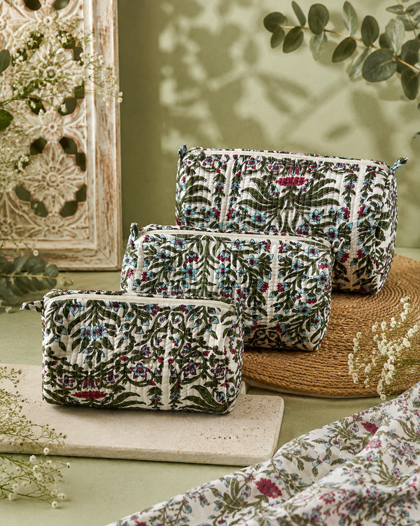 Quilted Travel Pouch Set (3 pcs)