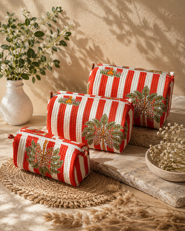 Quilted Travel Pouch Set (3 pcs)