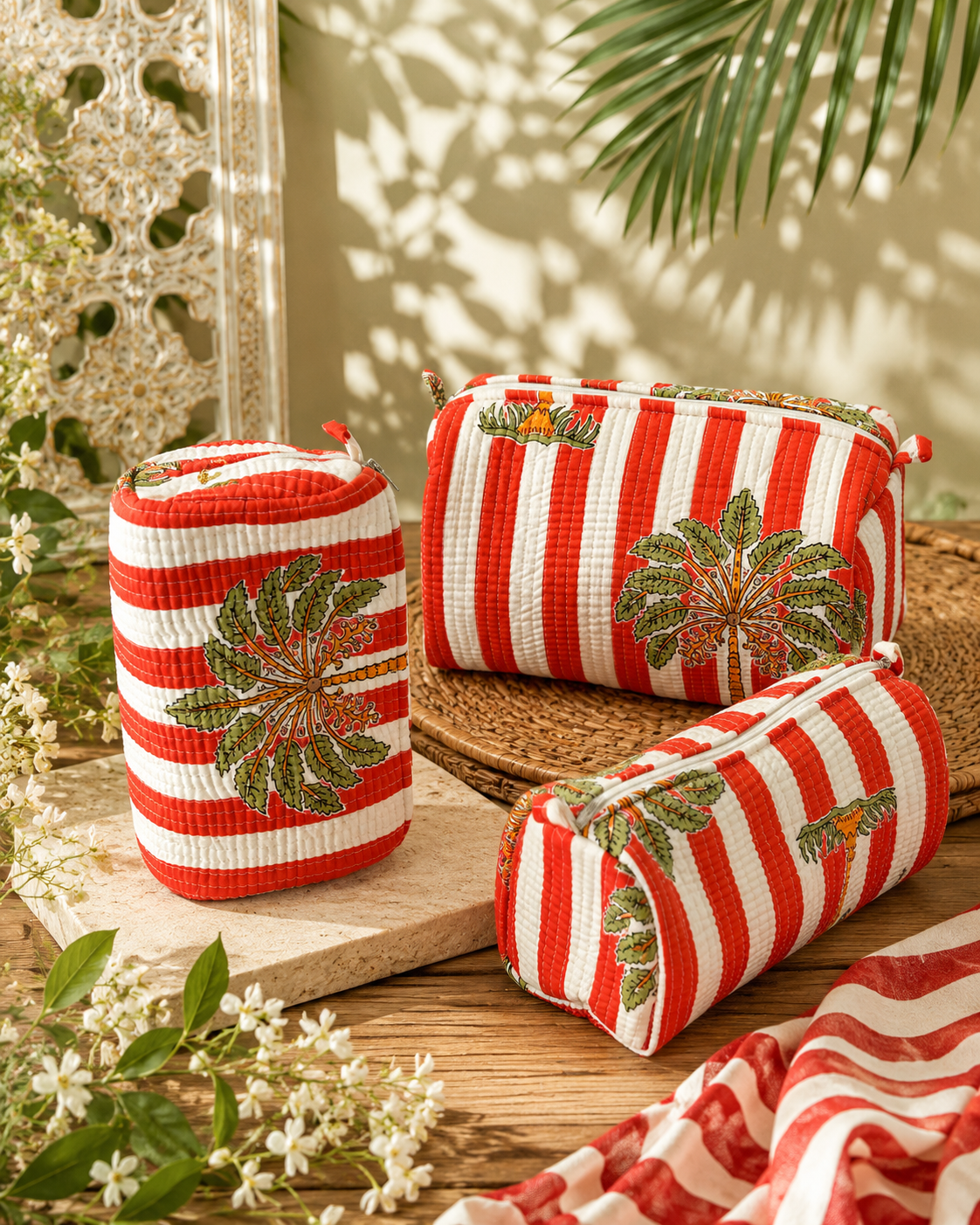 Quilted Travel Pouch Set (3 pcs)